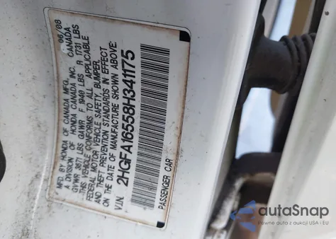 2008 Honda Civic Lx z USA, uszkodzony, nr VIN 2HGFA16558H341175